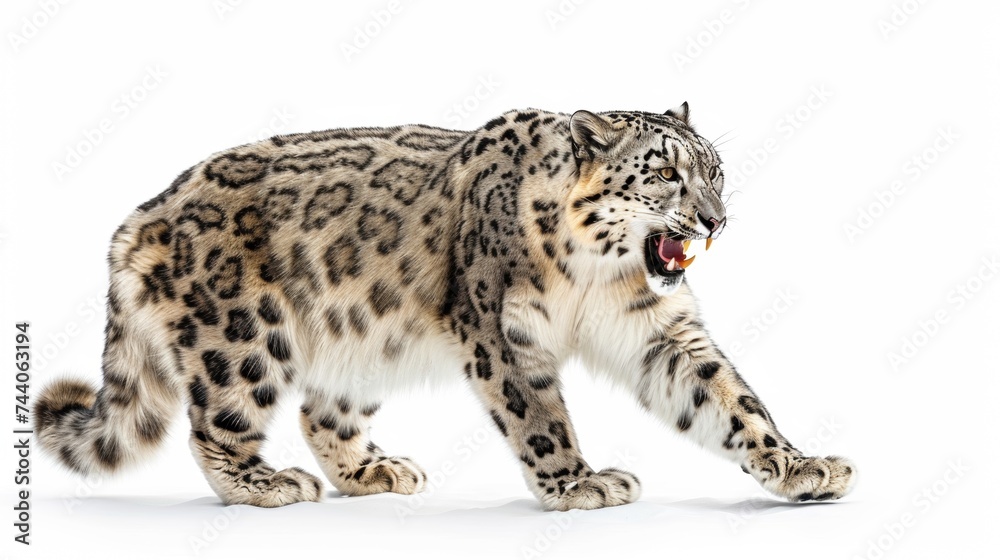 snow leopard isolated on white background snow leopard isolated on white background