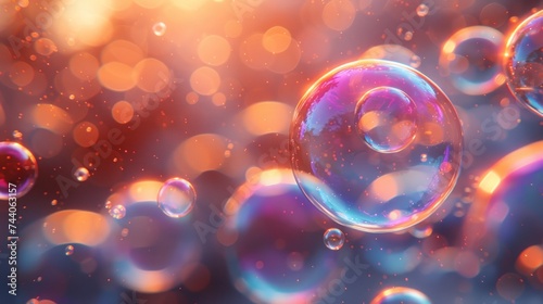 a bunch of soap bubbles floating on top of a blue and red background with a lot of bubbles floating on top of the bubbles and a blue and red background.