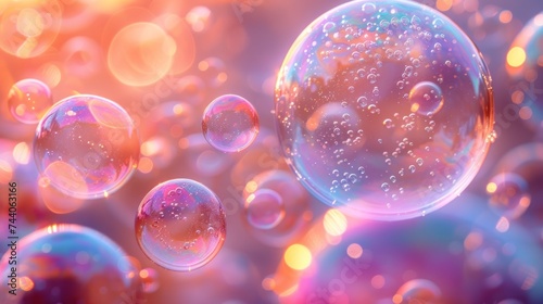 a bunch of soap bubbles floating on top of a blue and pink background with a lot of bubbles floating on top of the bubbles on the bottom of the bubbles.