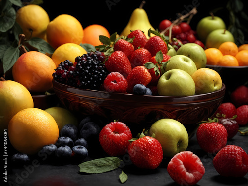 Beautiful still life background with natural detail fruits © Александр Ковалёв