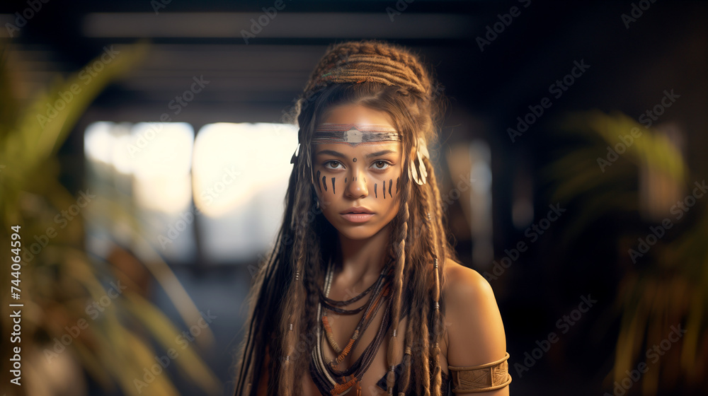 person girl woman Red Indian who is native to a particular region