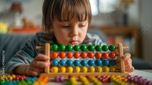 child with abacus photo