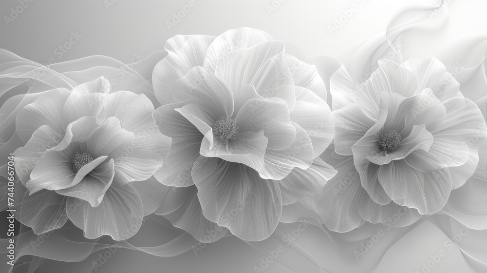 a group of white flowers sitting on top of a white and gray wall next to a white vase with flowers in the middle of the middle of the frame and bottom half of the picture. a group of white flowers sitting on top of a white and gray wall next to a white vase with flowers in the middle of the middle of the frame and bottom half of the picture.