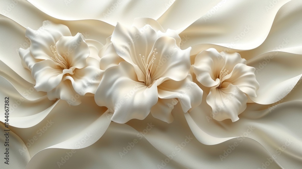 a close up of a white flower on a white fabric with white flowers in the center of the image and the petals of the flower in the center of the petals. a close up of a white flower on a white fabric with white flowers in the center of the image and the petals of the flower in the center of the petals.