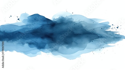  a watercolor painting of a blue cloud on a white background with a black spot on the bottom of the image and a black spot on the top of the bottom of the image. © Nadia