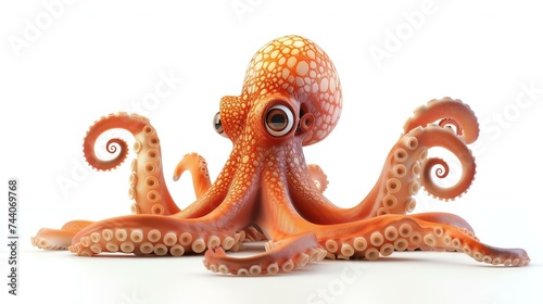 A cute and friendly octopus with big eyes and a curious expression.