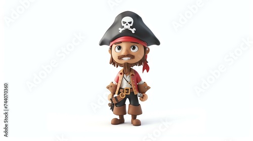A charming 3D pirate character with a mischievous smile, ready to set sail on a thrilling adventure. Perfect for adding a playful touch to your designs, presentations, or children's projects