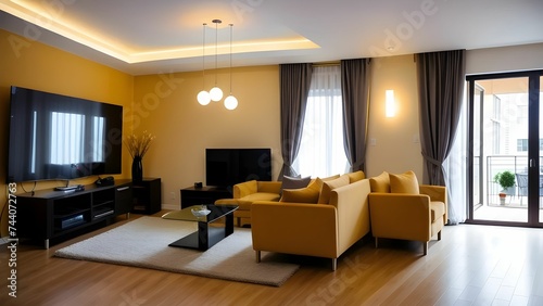 interior of an modern living room with sofa