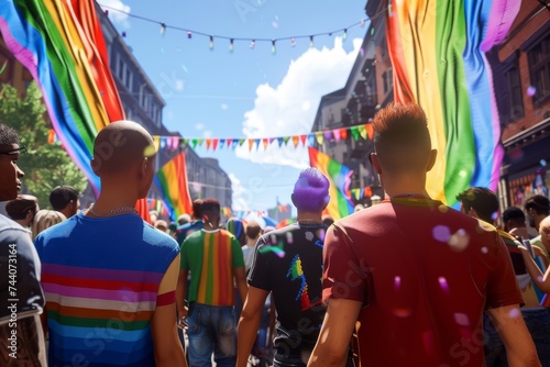 LGBTQ Pride social justice. Rainbow red violet colorful fiscal freedom diversity Flag. Gradient motley colored equal access LGBT rights parade festival aqua pride community equality photo