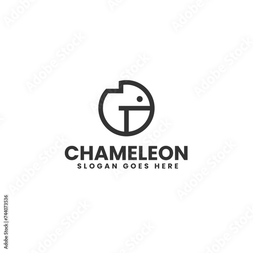 Vector Logo Illustration Chameleon Line Art Style