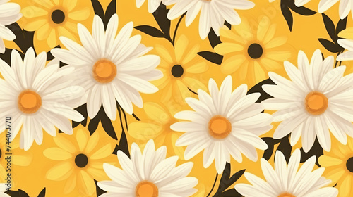 Seamless pattern with daisies Mixed small