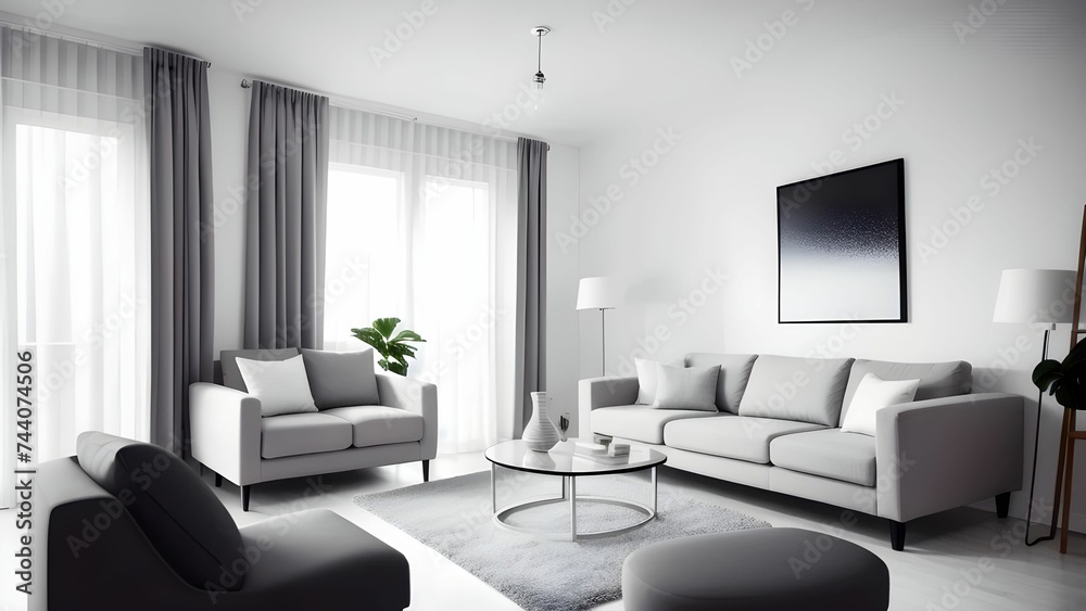 interior of an modern living room with sofa