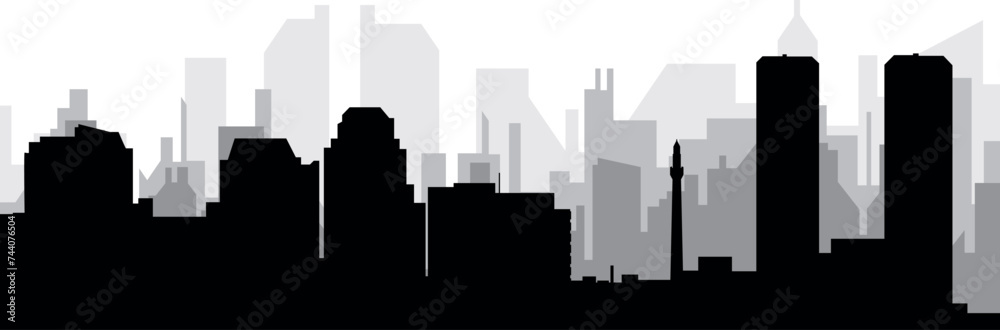 Black cityscape skyline panorama with gray misty city buildings background of the TIJUANA, MEXICO