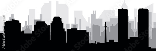 Black cityscape skyline panorama with gray misty city buildings background of the TIJUANA, MEXICO