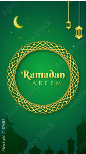a luxurious and magnificent Islamic background. Vertical banner for social media content photo