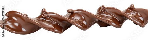 3d render twisted flowing chocolate, isolated on transparent background