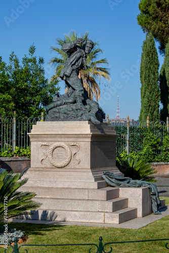 Enrico e Giovanni Cairoli monument, sculpture of italian patriot, located at Pincian Hill, Rome, Italy photo