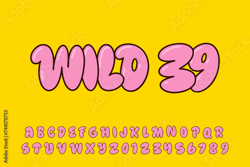  Alphabet Pink Simple Bubble Graffity type vector Letters