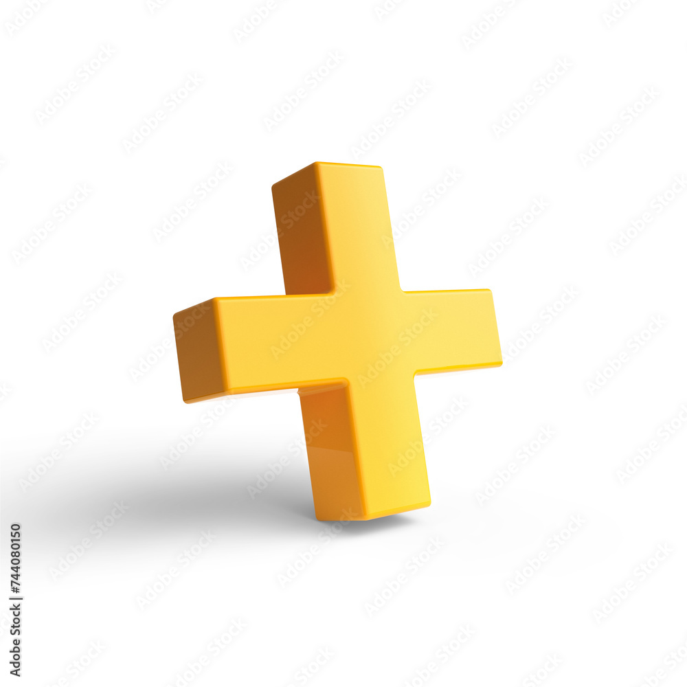 Obraz premium Yellow plus sign icon isolated on white background