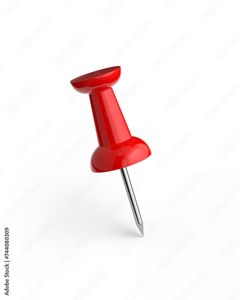 Realistic 3D red push pin isolated on white background. Realistic 3D red push pin isolated on white background.