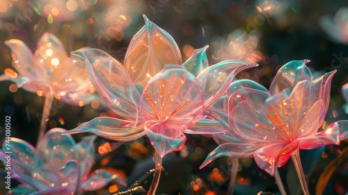 inflatable air lilies on beautiful nature  