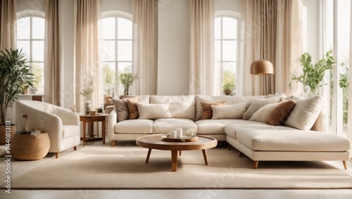 house beautiful design interior creative stylish living room in contemporary natural white and beige colour scheme home interior design living room in daylight cosy and simple © Vladyslav