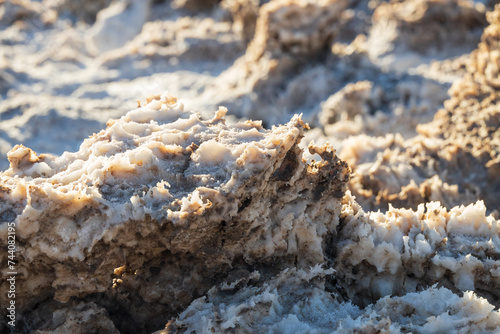 Salt crystal formations at Devil's Golf Course in Death Valley National Park, Death Valley, California photo