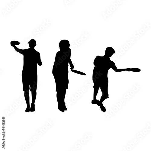 This set of disc golf player silhouette vectors depicts the dynamic and agile movements of athletes engaged in the sport. With a focus on athleticism, determination and precision.
