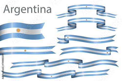 set of flag ribbon with colors of argentina for independence day celebration decoration