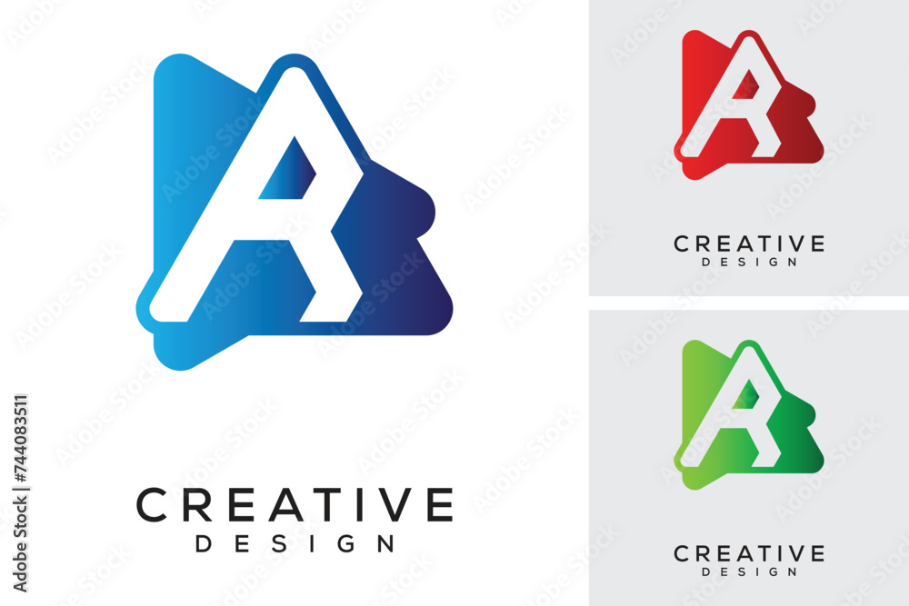 Letter R Play Button Logo Design Idea Letter R Play Button Logo Design Idea