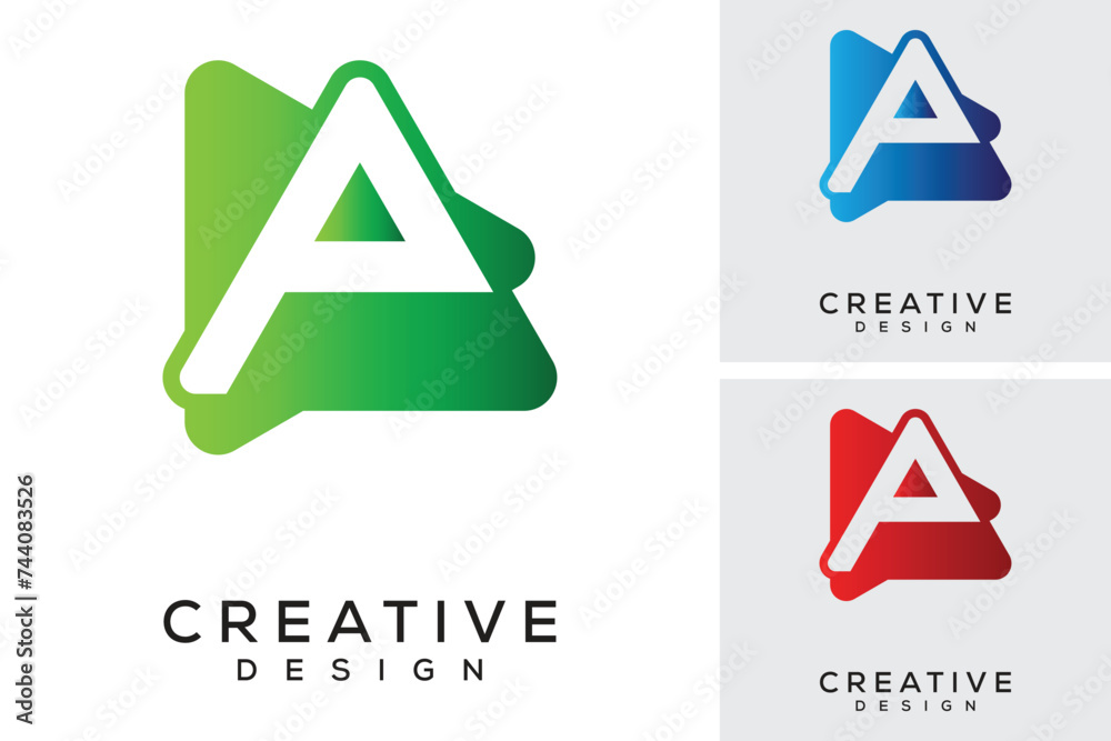 Letter P Play Button Logo Design Idea Stock Vector | Adobe Stock