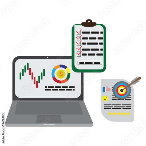 Flat illustration design Project management, planning for software development, resources and budget planning, project schedule diagram, gantt chart for work deadline concept