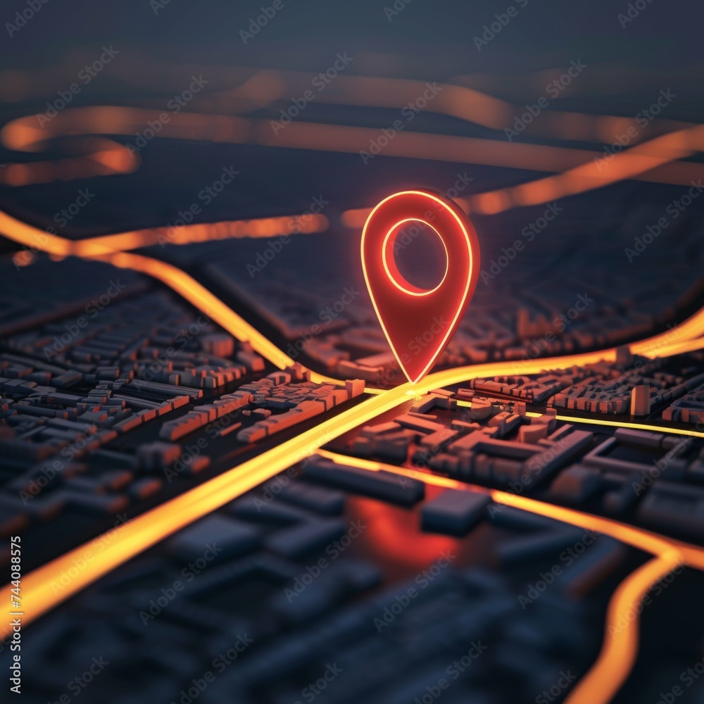 A map with a red marker pinpointing a location for reference or navigation purposes A map with a red marker pinpointing a location for reference or navigation purposes