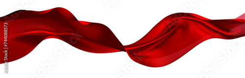 A flowing red fabric ribbon shape border isolated on transparent photo