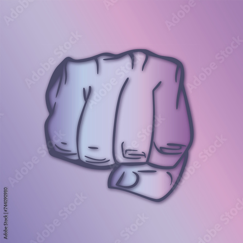 Pastel Blue Power Vector Fist Illustration (ID: 744090980)