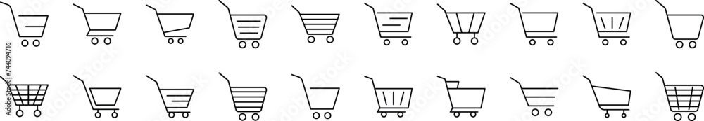 Shopping Cart Line Icons collection. Editable stroke. Simple linear illustration for web sites, newspapers, articles book