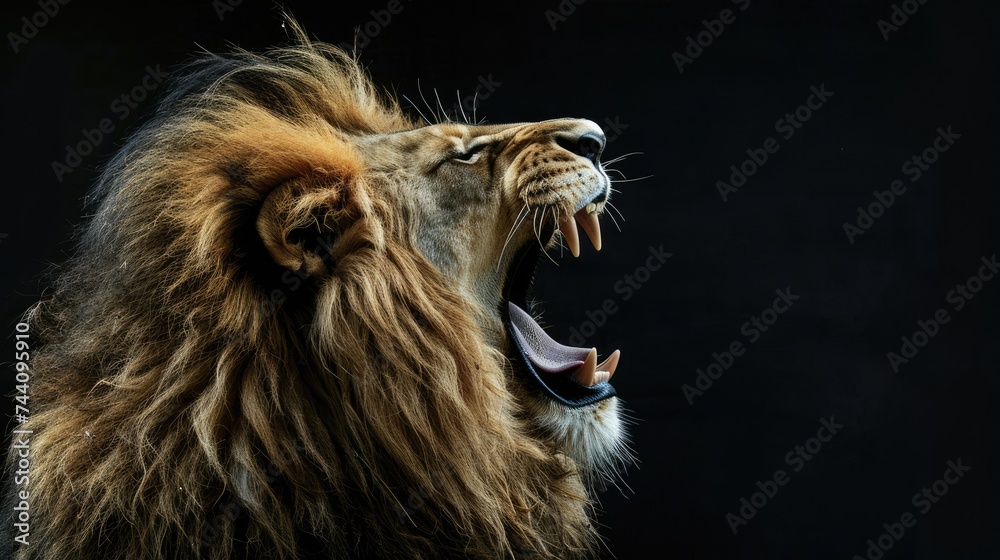 Documentary photography captures a lion in mid roar a powerful display of the wild asserting dominance