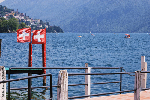 Il lungolago di Lugano in Canton Ticino, Svizzera. photo
