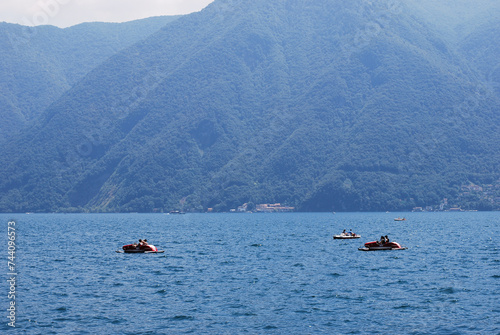 Pedalò sulle acque del Ceresio a Lugano, Canton Ticino, Svizzera. photo