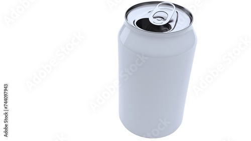 Energy drink soda can mockup template isolated on white background. Wet metal aluminum beverage drink can cutout, clipping path