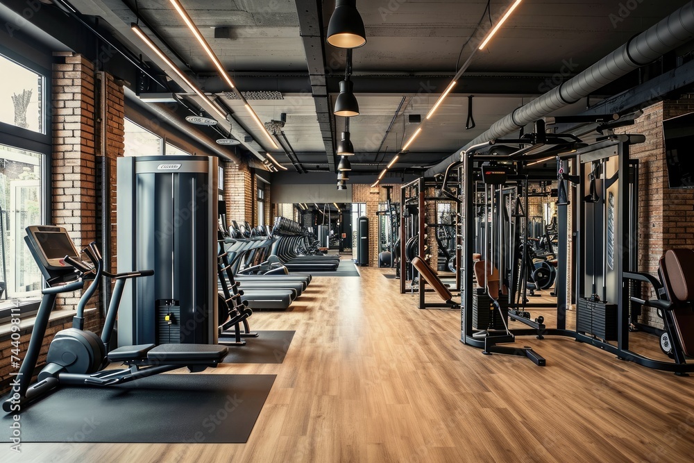 A bustling gym filled with various machines and equipment for a complete workout session, Personal training corner in a gym with a professional, AI Generated