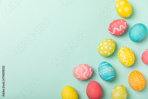 Canvas Print Easter eggs on a bright turquoise background
