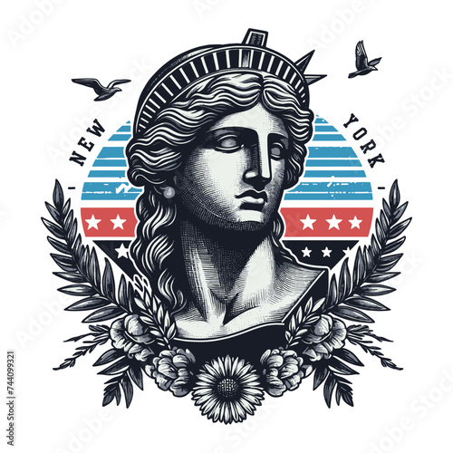 statue of liberty freedom america tshirt design vector