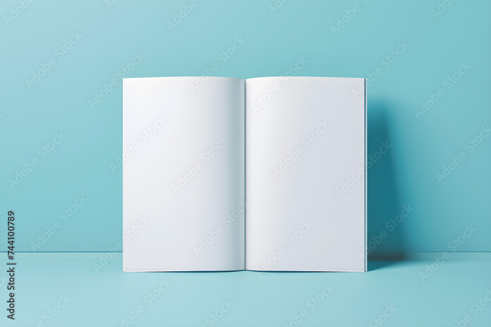 mockup of a open book with blank pages on a blue background mockup of a open book with blank pages on a blue background