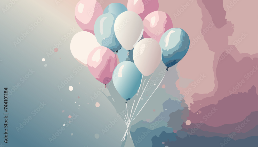 Background with celebration balloons.  Ai generated