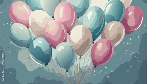 Background with celebration balloons.  Ai generated