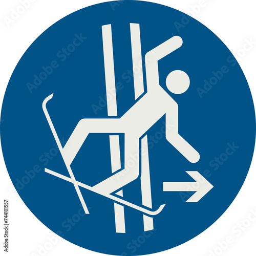 OBLIGATION SIGN PICTOGRAM, EXIT TOWPATH AFTER FALLING ISO 7010 – M035, SVG