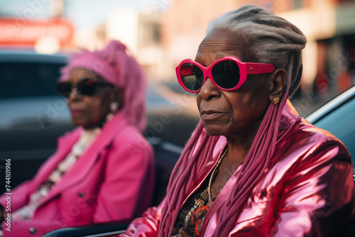 Modern style concept of old person dressing exotically old person with fancy clothes and stylish hair
