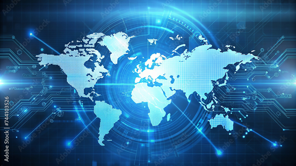 Technology style world map, background. Technology style world map, background.