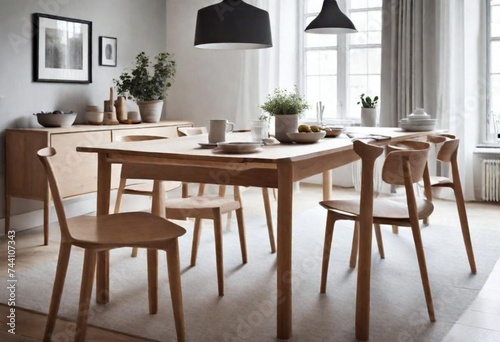 Go for a Scandinavian design with a simple and functional dining table. 